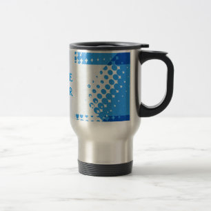 Vintage blue halftone star travel mug