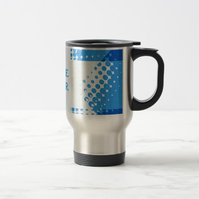 Vintage blue halftone star travel mug (Right)