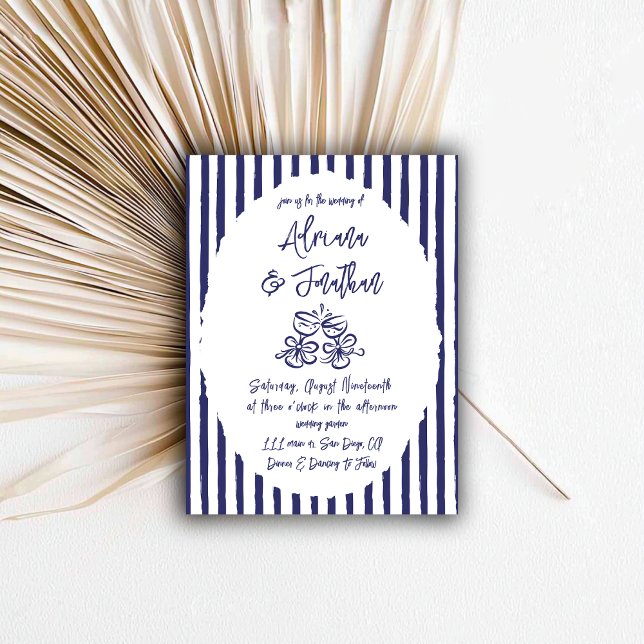 Vintage Blue Hand Drawn Wedding Invitation (Creator Uploaded)