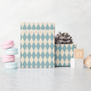 Vintage  Blue Harlequin  Wrapping Paper