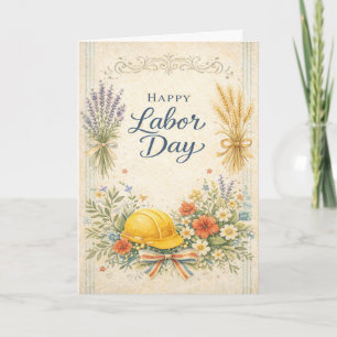 Vintage Blue Harvest Happy Labor Day Card