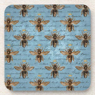 Vintage Blue Honey Bee Coaster