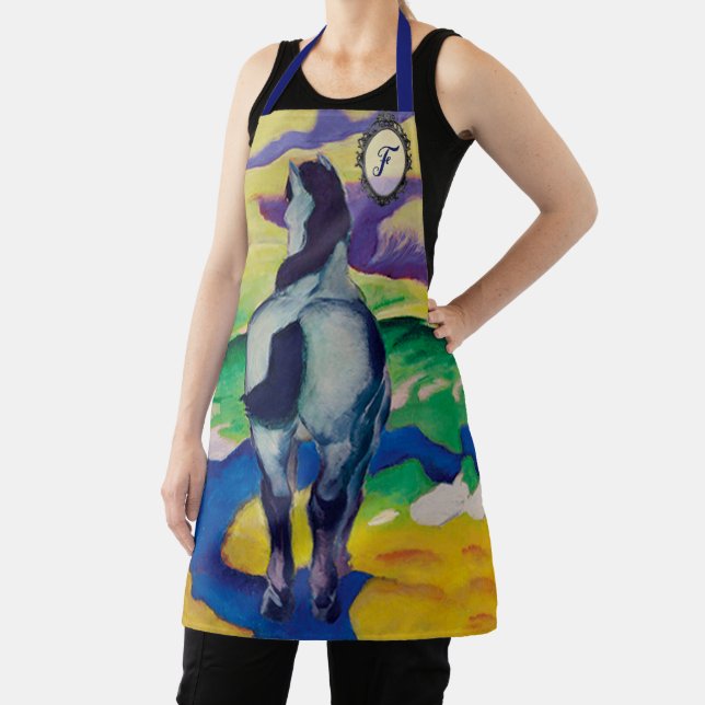 Vintage Blue Horse personalised Gift Apron (Insitu)