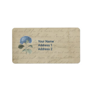 Vintage Blue Hydrangea Antique Sans Serif Font Label