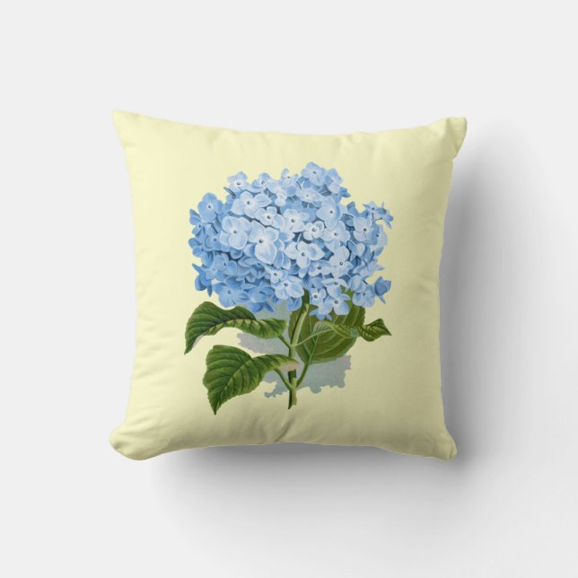 Vintage Blue Hydrangea Cushion (Front)