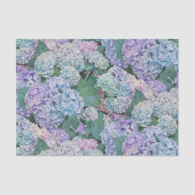 Vintage Blue Hydrangea Floral Decoupage Tissue Paper (Front)