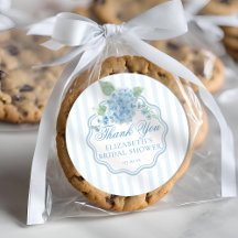 Vintage Blue Hydrangea Flower Stripe Thank You