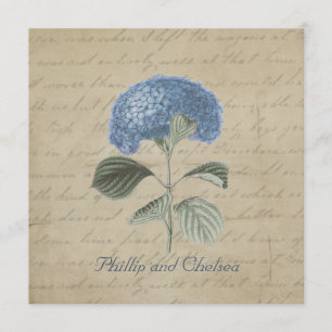 Vintage Blue Hydrangea Wedding Invitation