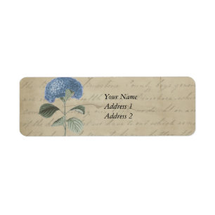 Vintage Blue Hydrangea with Antique Calligraphy