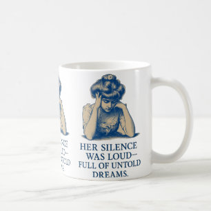 Vintage Blue Ink Portrait – “Her Silence Was Loud” Coffee Mug
