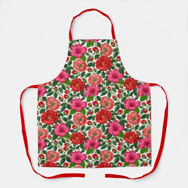 Vintage Blue Iris Botanical Pattern Apron (Front)