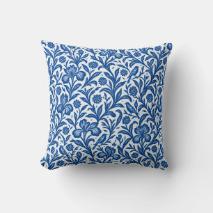 Vintage Blue Iris Botanical Pattern Cushion