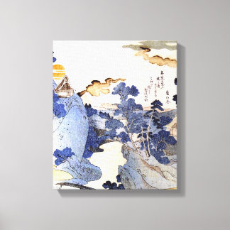 Vintage Blue Japanese Art Woodblock Ukiyo-E Canvas Print