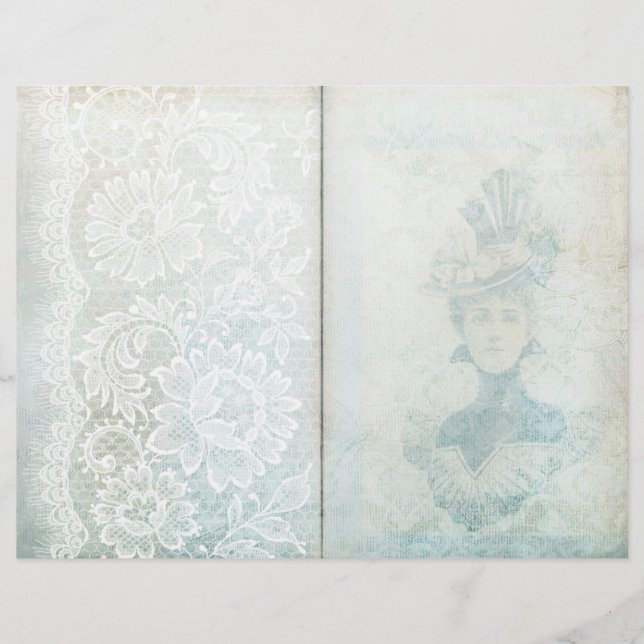 Vintage Blue Lace Journal Page (Front)