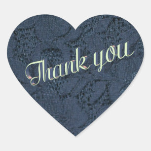 Vintage Blue Lace Thank You Heart Sticker