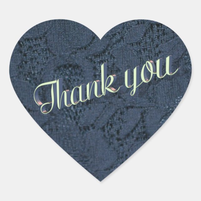 Vintage Blue Lace Thank You Heart Sticker (Front)
