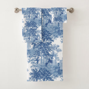 Vintage Blue Landscape Toile w/Urns and Columns  Bath Towel Set