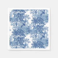 Vintage Blue Landscape Toile w/Urns and Columns