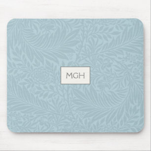 Vintage Blue Larkspur Flower Pattern Monogram Mouse Mat