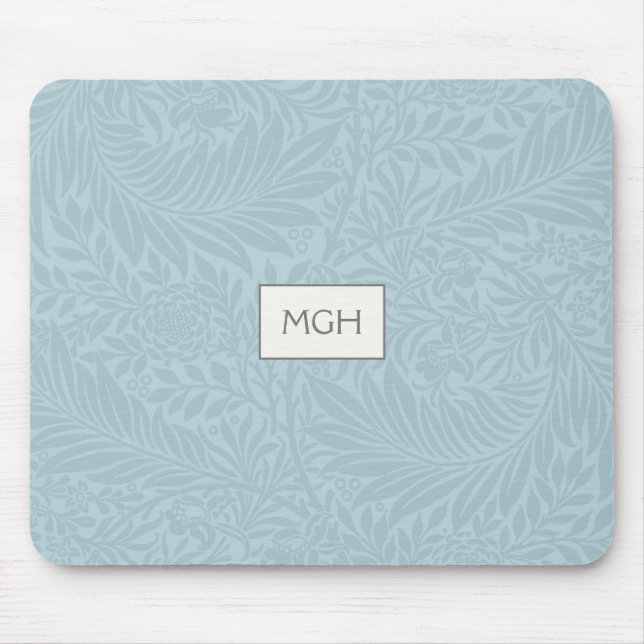 Vintage Blue Larkspur Flower Pattern Monogram Mouse Mat (Front)