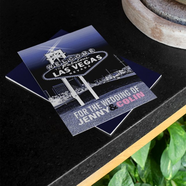 Vintage Blue Las Vegas Modern Wedding Invites (Creator Uploaded)