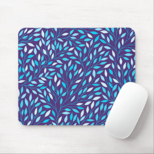 Vintage Blue Leaves Mouse Mat