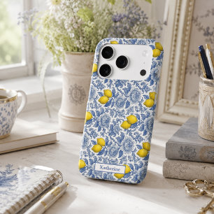 Vintage Blue Lemon Botanical Pattern Name