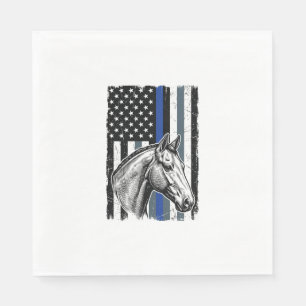 Vintage Blue Line Horse Flag Vector Design Napkin