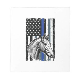 Vintage Blue Line Horse Flag Vector Design Notepad