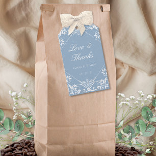 Vintage Blue Love and Thanks Wedding Favour Tags