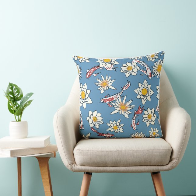 Vintage Blue Meadow Floral Throw Pillow - Daisy (Chair)