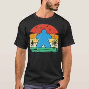 Vintage Blue Meeple Board Game Addict T-Shirt