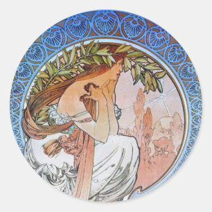 Vintage Blue Moon Goddess Classic Round Sticker