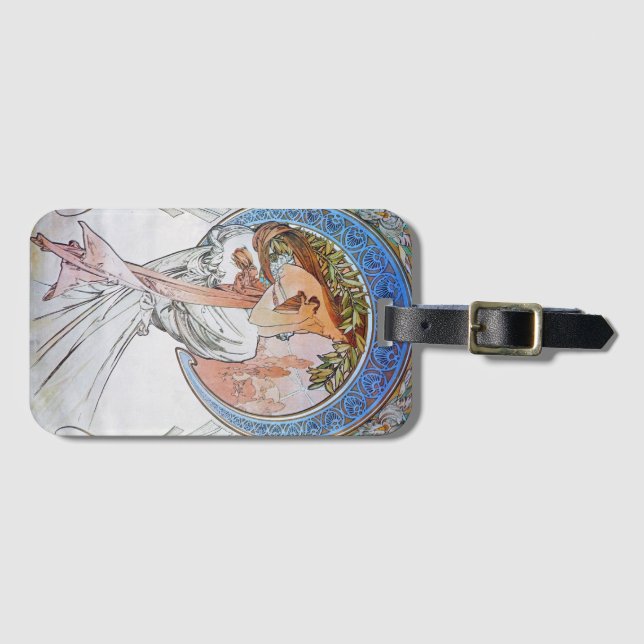Vintage Blue Moon Goddess Luggage Tag (Front Horizontal)
