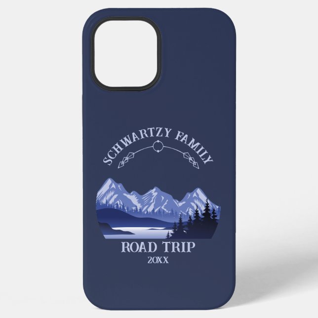 Vintage Blue Mountain Lake Sunset iPhone Case (Back)