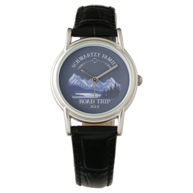 Vintage Blue Mountain Lake Sunset Watch (Front)