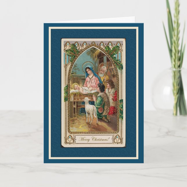 Vintage Blue Nativity Card (Front)