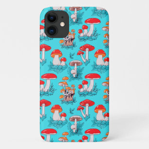 Vintage Blue Natural Forest Autumn Mushroom iPhone 11 Case