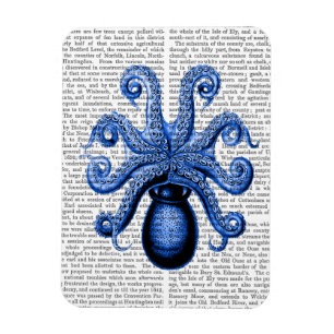 Vintage Blue Octopus 1 Underside Magnet