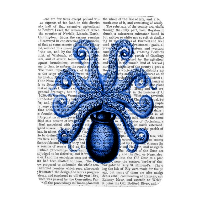 Vintage Blue Octopus 1 Underside Magnet (Vertical)