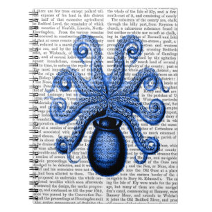 Vintage Blue Octopus 1 Underside Notebook
