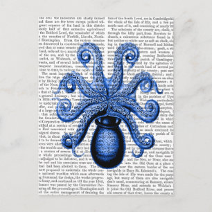Vintage Blue Octopus 1 Underside Postcard