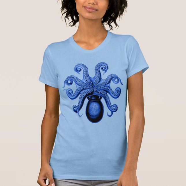 Vintage Blue Octopus 1 Underside T-Shirt (Front)