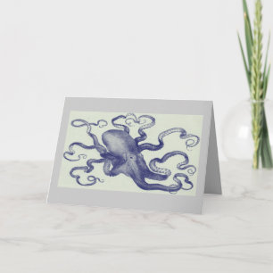 vintage blue octopus card