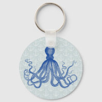 Vintage Blue Octopus with Anchors