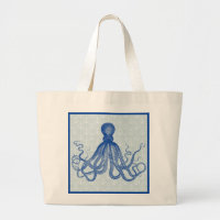 Vintage Blue Octopus with Anchors