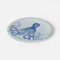Vintage Blue Octopus with Anchors