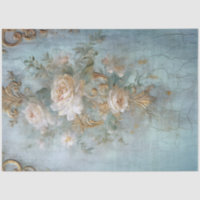 Vintage blue old painted wall white English roses 