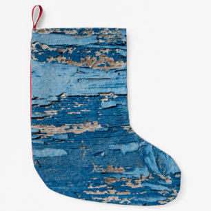 Vintage Blue: Old Wooden Texture Small Christmas Stocking