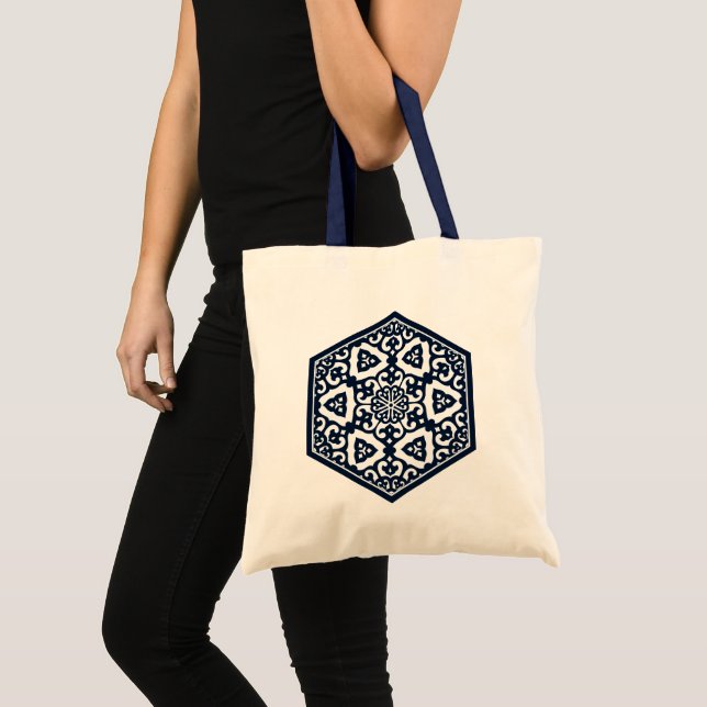 Vintage Blue Ottoman Turkish Tracery Graphic Tote Bag (Front (Product))